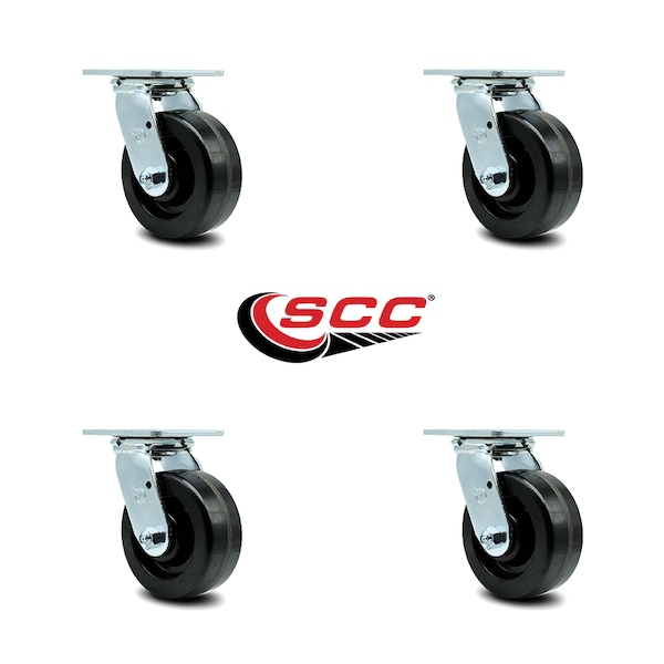 5 Inch Phenolic Wheel Swivel Caster Set With Ball Bearings